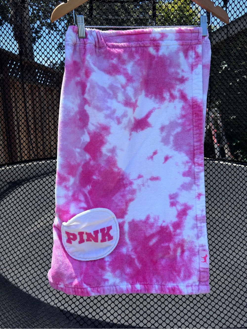 PINK Tie-Dye Towel Wrap — White & Hot Pink